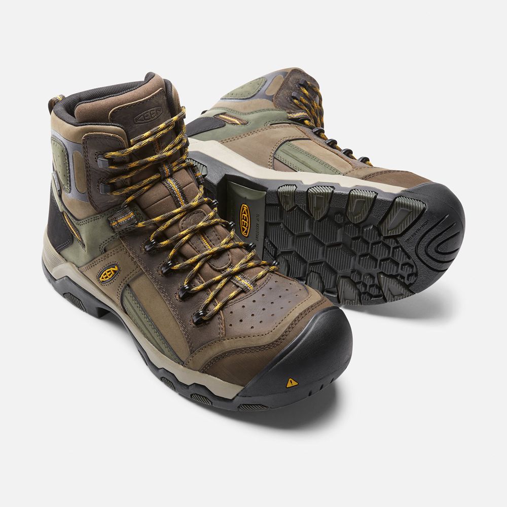 Keen Trekking Bot Erkek Kahverengi - Davenport Al Waterproof Mid (Composite Toe) - Türkiye PAMQ98204